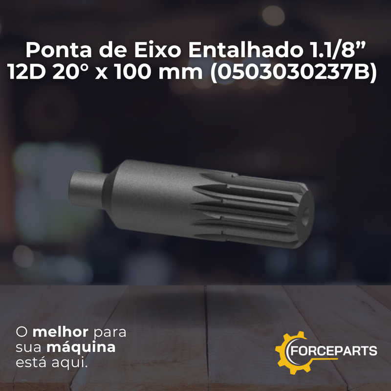 Ponta de Eixo Entalhado 1.1/8” 12D 20° x 100 mm 0503030237B