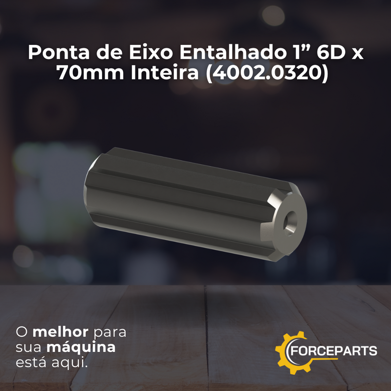 Ponta de Eixo Entalhado 1” 6D x 70mm Inteira 4002.0320