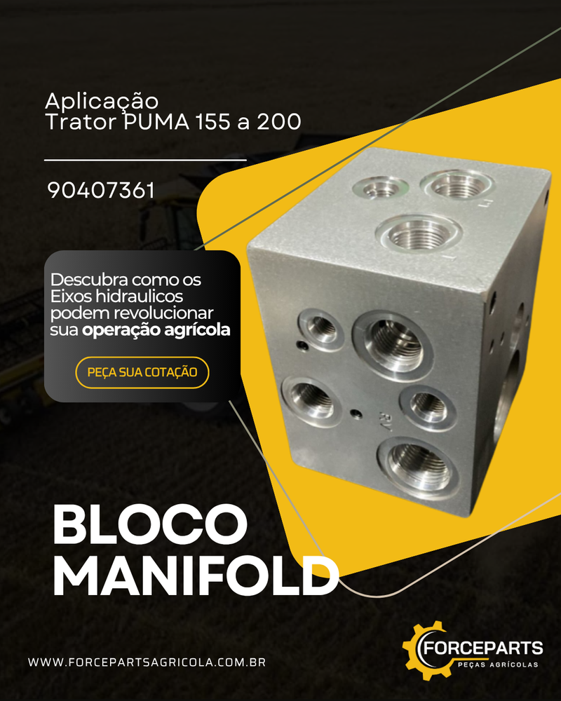 BLOCO MANIFOLD HIDRAULICO 90407361 / HF160585-20 / 83211122 / 7925841
