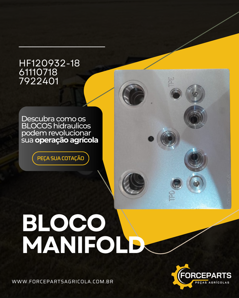 HF120932-18 / 61110718 / 7922401 BLOCO MANIFOLD HIDRÁULICO