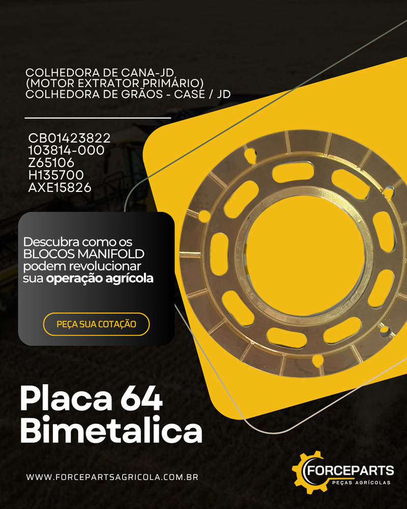 103814000 / CB01423822 / Z65106 / H135700 / AXE15826 PLACA BIMETALICA MOTOR/BOMBA EATON 64